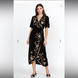Johnny Was velvet wrap cocktail dress “Ally”